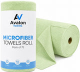 Avalon Towels Microfiber Cleaning Cloth Roll (Value Pack of 75) Size 12x12 Inches, Tear Away Microfiber Towel Rolls, Highly Ab