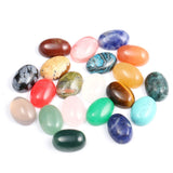 CAB 20-Piece Natural Stone Cabochon Beads for Jewelry Making - Oval, Random Color, Crystal Quartz, Size 10x14mm