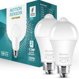 Aovpex Motion Sensor Light Bulbs, Dusk to Dawn, 13W 100W Equivalent, Movement Activated Security LED Bulb, 5000K Cool White, for