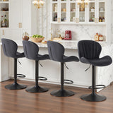Sweetcrispy Bar Stools Set of 4, Modern Swivel Bar Chairs, Adjustable Fabric Upholstered Barstools Counter Height with Backrest 