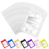 ANZNKU 100 PCS Resealable Mylar Bags with Frosted Clear Window Bags Packaging Bags Foil Pouch Zipper Bag for Jewelry Sample Cand