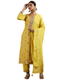 Libas Womens Woven Design Silk Blend Straight Kurta With Palazzos And Dupatta