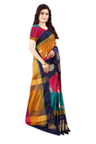 Dhruvi Trendz Womens Banarasi Cotton & Silk Saree With Un-Stitched Blouse (Dt-S1337_Black_One Size_Multicolour)