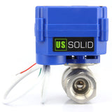 U.S. Solid 1/2 Motorized Ball Valve 85265V AC Stainless Steel Electrical Ball Valve, 2 Wire Auto Return Setup Normally Closed