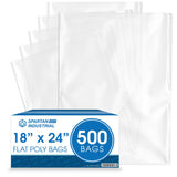 Spartan Industrial - 18X 24(500 Count) 1.1 Mil Flat Open End Clear Plastic Poly Bags - for Proofing Bread Dough, Packagi