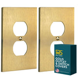 Rio Salto Duplex Outlet Cover Light Switch Plate Receptacle Wall Plate - Brushed Brass Gold Metal Outlet Covers Light Switch Cov