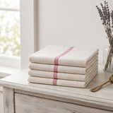G CRAFT Pure Cotton Floor Cleaning Cloth, Beige with Pink Stripe, Reusable & Washable (4, 24 x 24 Inch)