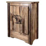 Montana Woodworks Homestead Collection Accent Cabinet With Laser Engraved Bear Design, Right Hinged, Stain & Clear, Stained & Cl
