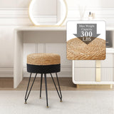 ALeesing Vanity Makeup Stool, Hand Weave Natural Seagrass Footstool Ottoman, Modern Multifunctional Vanity Stools Chair, Foot Re