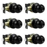 Lepushom 6 Pack Bathroom Door Knob, Door Knobs Interior Without Keys, Black Door Knobs for Bedroom and Office, Privacy Function,