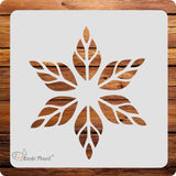 Kachi Pencil Leaf Round Design Art and Craft Stencils for Painting, Size 6 x 6 inch Reusable Stencil for Painting, Fabric, Glass