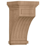 Ekena Millwork COR05X05X10FLRW Fluted Wood Corbels, 5 1/2W x 5 1/2D x 10H, Rubberwood