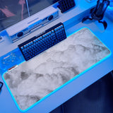 JMIYAV White RGB Gaming Mouse Pad 31.5x12 Inch PC XL Large Extended Mousepad Glowing Led Light Up Desk Pad NonSlip Rubber Base 
