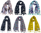 Fusfus WomenS Printed Chiffon Scarves And Stoles, Free Size(Multicolour, Fs2561) Pack Of 6 (Multicolor3)