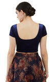 Soch Velvet Navy Blue Princess Cut Blouse