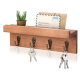 Key Holder Wall Mount, Farmhouse Wall Shelf with 4 Hooks for Entryway