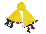 Verismo Scarf Cotton Soft Quality Solid Mustard Color Nice Big Stole With Beautiful Multi Color Fringes To Get Charming Look. Yo