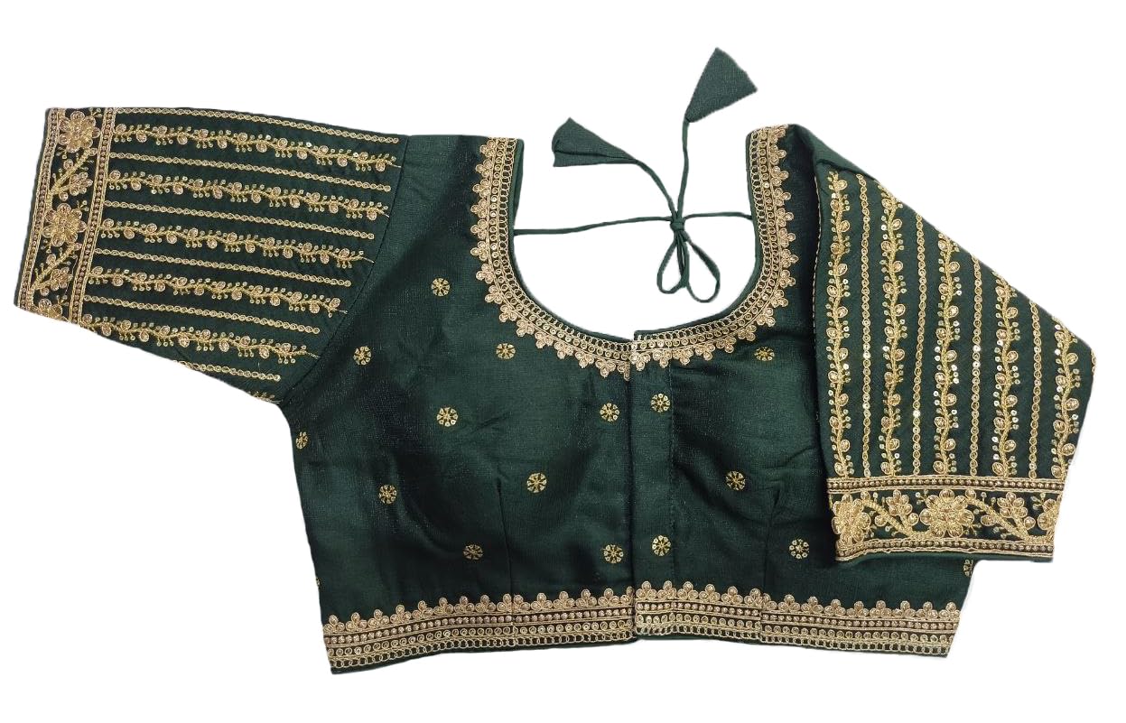Vihu Fashion Women's Readymade Blouse Embroidery Multi Coding Gold Thread Indian Ethnic Designer Stitched Readymade Saree Half S