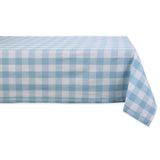 DII Buffalo Check Collection, Classic Farmhouse Tablecloth, 52 x 52, Light Blue & White