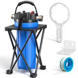 4-Layer RV Water Filter with Stand and 7,000 Gallons Capacity, 3/4 GHT Metal Threads Inline Water Filter, Removes Sediments, Chl