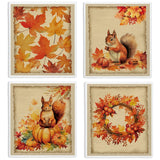 LARTSFRO Swedish Dishcloths for Kitchen Cloths Towels, Cute Squirrel Fall Pumpkin Maple Leaves Gifts 4 Pack Dish Cloths for Kitc