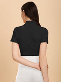 Wedani Women'S Casual Solid Top With Short Sleeves Western Top (X-Large Black),Black,XL,Polyester,Regular,