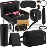 Tioncy 12 Pcs Men Birthdays Gift Set with Box Basket Tumbler Bottle Opener Keychain PU Leather Wallet Tie Belt Bag Bracelet Eye 