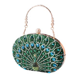 Ecomistiq Peacock Pattern Handbag Clutch For Party For Banquet Weddings Birthday Party Green