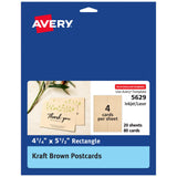 Avery Kraft Brown Postcards, 4.25 x 5.5, Laser/Inkjet, 80 Printable Postcards, Also Great for Thank You Cards and Invitations 