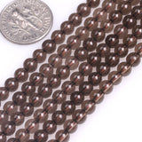 GEM-Inside 4mm Round Smoky Quartz Beads Strand 15 Inches