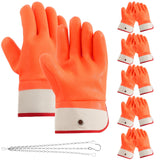 Teenyyou 5 Pairs Propane Cylinder Handling Gloves with Chains Double Dipped PVC Forklift Propane Gloves Men Work Waterproof