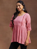 Libas Women'S Silk Blend Solid Regular Kurti (29136 Pink Pink 2Xl