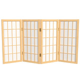 2 ft. Short Desktop Window Pane Shoji Screen - Natural - 4 Panels