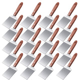 BBTO 20 Pcs Small Brownie Cookie Pizza Spatula Pie Server Stainless Steel Cake Serving Spatula Baking Triangular Spade Wood Hand