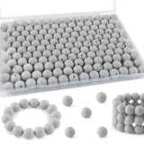 Kovict 200pcs Silicone Beads, 12mm Silicone Beads for Keychain Making, Pens Bracelet Necklace DIY Crafts(Light Gray)