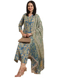 Gosriki Women'S Rayon Blend Printed Straight Kurta With Pant & Dupatta (Moringa Blue-Vks04-Gs_5Xl_Blue_Xxxxx-Large),Blue,5,B0DK9P17X8