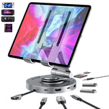 USB C Hub for Ipad Pro Docking Station, FOLODA 8-in-1 Rotatable Folding Type-C Tablet Stand with 4k HDMI, USB C 3.0 Data Port, 2