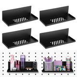Therwen 4 Pack Magnetic Pegboard Shelves Wall Organizer Metal Pegboard Shelf Steel Tray Accessories Organizing Tools for Craft H