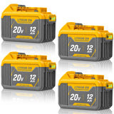 SANIU 4-Pack 12.0Ah Triple-Row Cell Replacement for DeWalt 20V Battery 12Ah, High Capacity Battery Compatible with DCB209 DCB206