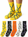 Zibell Lightning Crew Socks For Men | Pack Of 6 Cotton Fashion Socks