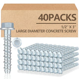 Tandefio 40 Pack 5/8 x 4 Concrete Screw Anchors Galvanized Large Diameter Heavy Duty Plated Concrete Anchors for Masonry Brick A