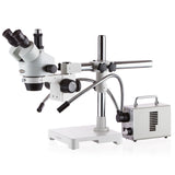 AmScope SM-3T-30WY 7X-45X Stereo Microscope with LED Illuminator and Dual Gooseneck Fiber Optics