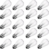 20 Pack S14 Clear Bulbs 11 Watt Warm Replacement Incandescent Glass Light Bulbs with E26 Medium Base for Indoor and Outdoor Comm