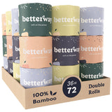 Betterway Bamboo Toilet Paper 3 Ply - Sustainable Toilet Tissue - 36 Double Rolls & 360 Sheets Per Roll - Septic Safe - Organic,