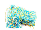 brown leaf 30X40cm Transparent Printed Sky Blue Organza Potli Bags Jewellery Pouch Best for Wedding Diwali Rakhi Party Supply Bi
