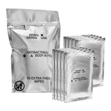 Body Wipes by Bravo Sierra - 10 Individually Wrapped Extra Thick Biodegradable Shower Wipes with Benzalkonium Chloride & Aloe Ve