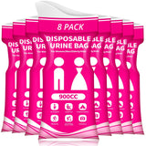 HOKINETY Disposable Urine Bag for Travel - 900ML Portable Pee Bags for Women Men 8 PCS Emergency Vomit Bags Unisex Toilet Urinal