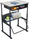 Safco Products 1204GR Alphabetter Adjustable-Height Desk Premium Desktop, Book Box, Swinging Footrest Bar, 28 x 20, Gray