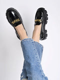 Shoetopia Smart Casual Chain Detailed Black Loafers For Women & Girls /Uk3,Black,3,B0C5RBF9N2