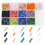 GOMAKERER About 3750 Pcs 15 Colors Glass Bugle Beads, Mixed Color Screwy Bugle Beads Long Tube Seed Bead Loose Spacer Bead for D